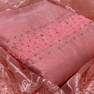 Designer Suit Handicraft Pink Suit