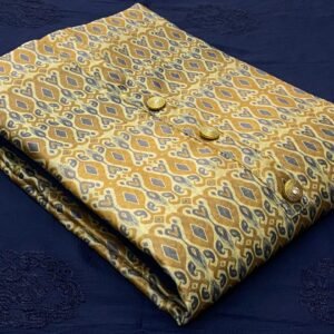 Gold Blue Print Handicraft Suit