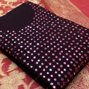 Black Glass Dotted Pink Handicraft Designer Suit