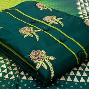 Dark Green Flower Handicraft Suit