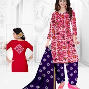 Designer Pink Flower Cotton Suit